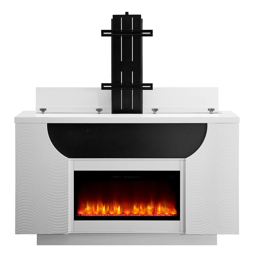 Aurora - Fireplace TV Lift With Adjustable Temperature And LED Colors - White - R&R Furniture Gallery (Fountain Valley, CA)