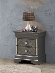 Glory Furniture Verona accent nightstand with a sleek design, featuring a drawer and open shelf, in a modern bedroom setting.