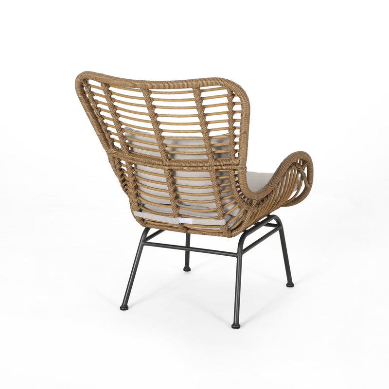 Modern Aesthetic Outdoor Rattan Accent Chair With Metal Legs - R&R Furniture Gallery (Fountain Valley, CA)