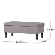 Dean - Fabric Storage Wide Tufted Rectangle Ottoman - Gray - R&R Furniture Gallery (Fountain Valley, CA)