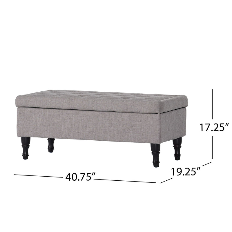 Dean - Fabric Storage Wide Tufted Rectangle Ottoman - Gray - R&R Furniture Gallery (Fountain Valley, CA)