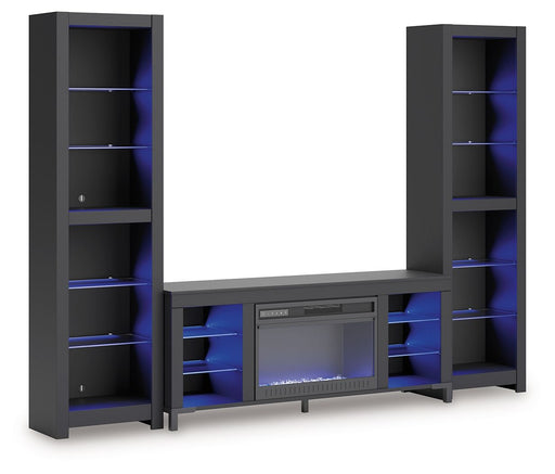 Cayberry - 3-Piece Entertainment Center With Electric Fireplace - Black - R&R Furniture Gallery (Fountain Valley, CA)