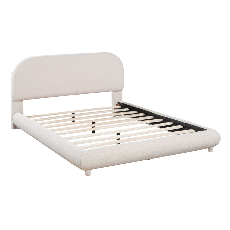 Upholstered Platform Bed With Thick Solid Frame And Stylish Curve-Shaped Design - R&R Furniture Gallery (Fountain Valley, CA)