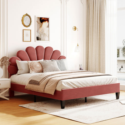 Upholstered Platform Bed With Flower Pattern Headboard - R&R Furniture Gallery (Fountain Valley, CA)