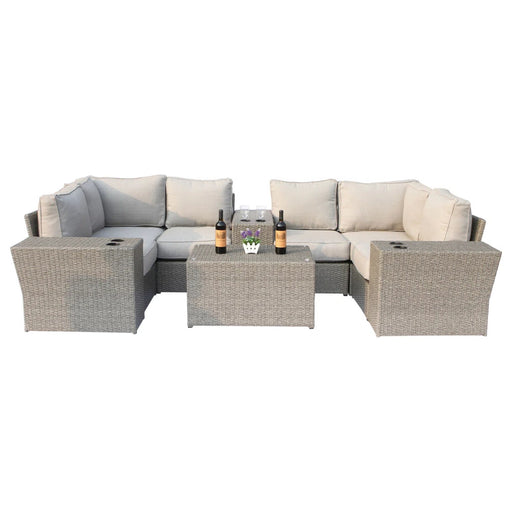 Wicker Outdoor Sectional With Weather Resistant Cushions And Table - R&R Furniture Gallery (Fountain Valley, CA)