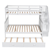 Bunk Bed With Twin Size Trundle, Storage And Guard Rail For Bedroom - R&R Furniture Gallery (Fountain Valley, CA)