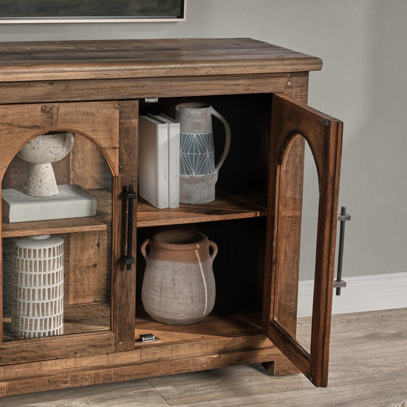 Zion - Wood 4 Door Cabinet - Natural - R&R Furniture Gallery (Fountain Valley, CA)