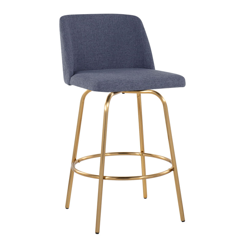 Toriano - Contemporary, Fixed Height Counter Stool With Swivel With Round Footrest (Set of 2) - R&R Furniture Gallery (Fountain Valley, CA)