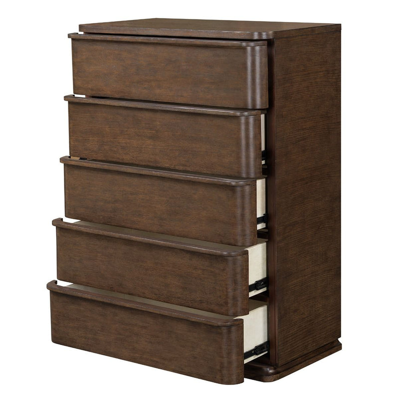 ACME Zoey brown oak accent chest with storage drawers, showcasing a stylish and functional wooden furniture piece.