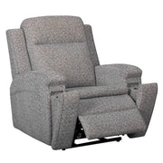 Parker Living Armstrong massage recliner with heat, massage functions, and auto-glide feature, showing plush upholstery and control panel.