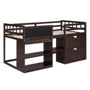 Low Loft Bed With Rolling Desk, Shelf And Drawers - R&R Furniture Gallery (Fountain Valley, CA)