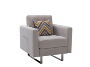 Victoria - Fabric Armchair With Metal Legs, Side Pockets, And Pillow - R&R Furniture Gallery (Fountain Valley, CA)