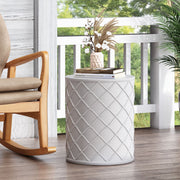 Outdoor end table in antique white by Noble House, featuring a stylish design and sturdy construction for patio or garden use.