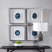 Uttermost Kalia Stone Shadow Box wall decor in blue with textured stone design and modern frame, ideal for contemporary interior accents.