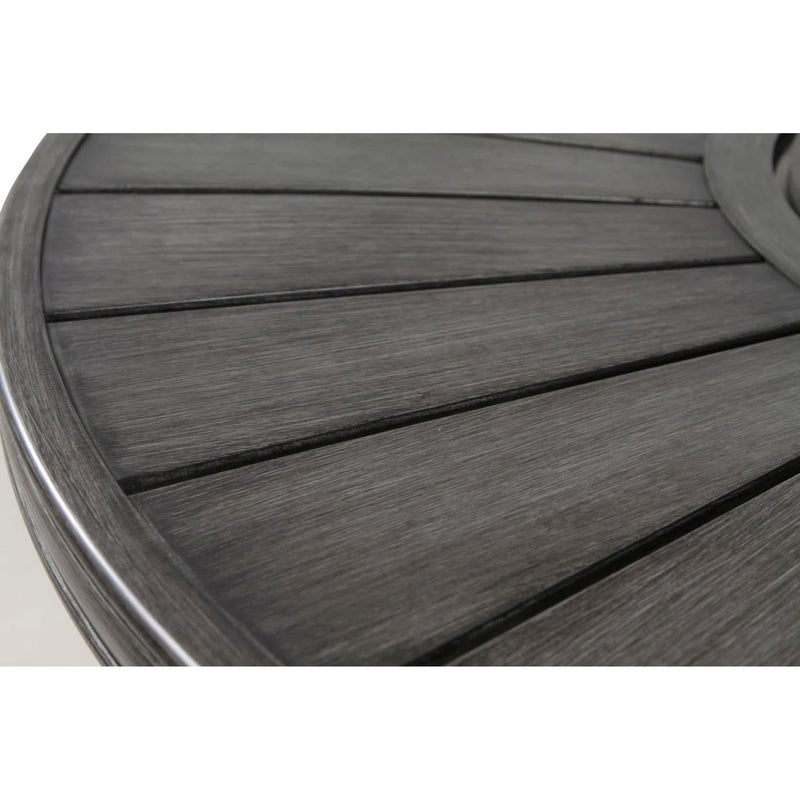 Brown Cassara Resort propane outdoor fire pit table by LSI Patio Furniture with a sleek, modern design and built-in fire bowl.