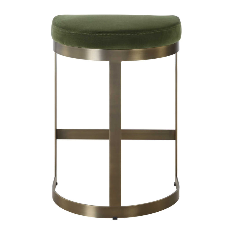 Uttermost Ivanna counter stool with a modern design, featuring a cushioned seat and sleek metal legs for counter height seating.