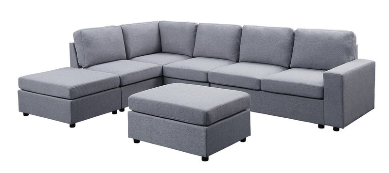 Cassia - 7 Seat Reversible Modular Sectional Sofa With Ottoman - R&R Furniture Gallery (Fountain Valley, CA)