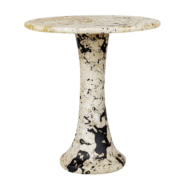 Cadas - Indoor-Outdoor Stone Side Table - Black / White