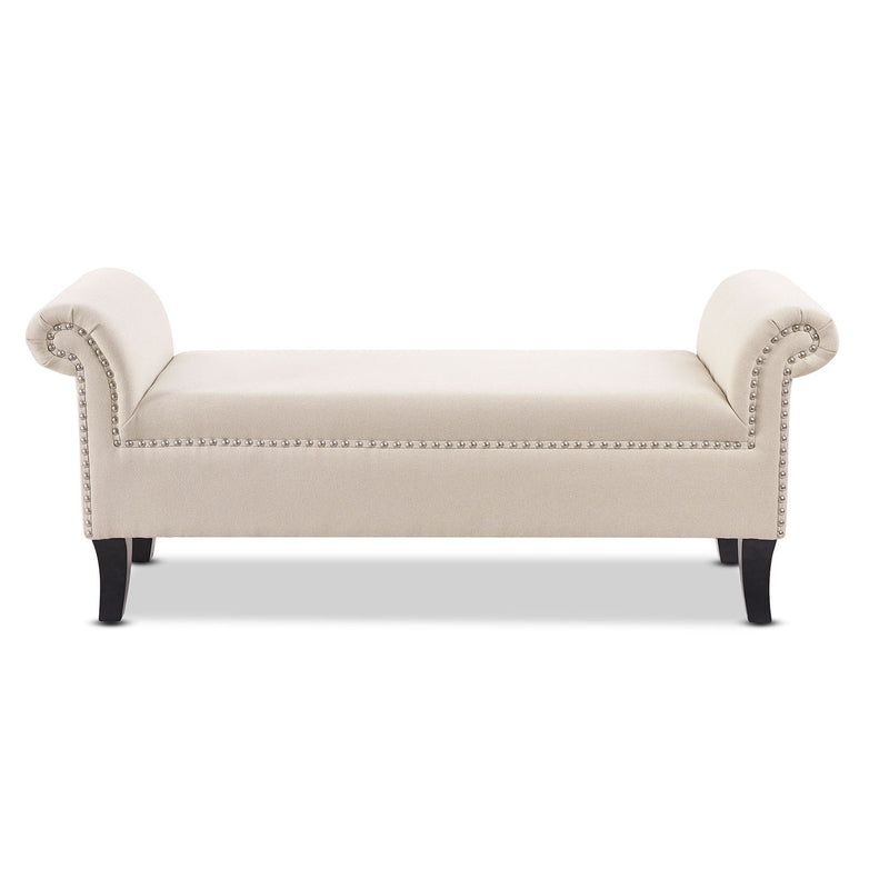 Kathy - Roll Arm Entryway Accent Bench - Sky Neutral Beige - R&R Furniture Gallery (Fountain Valley, CA)