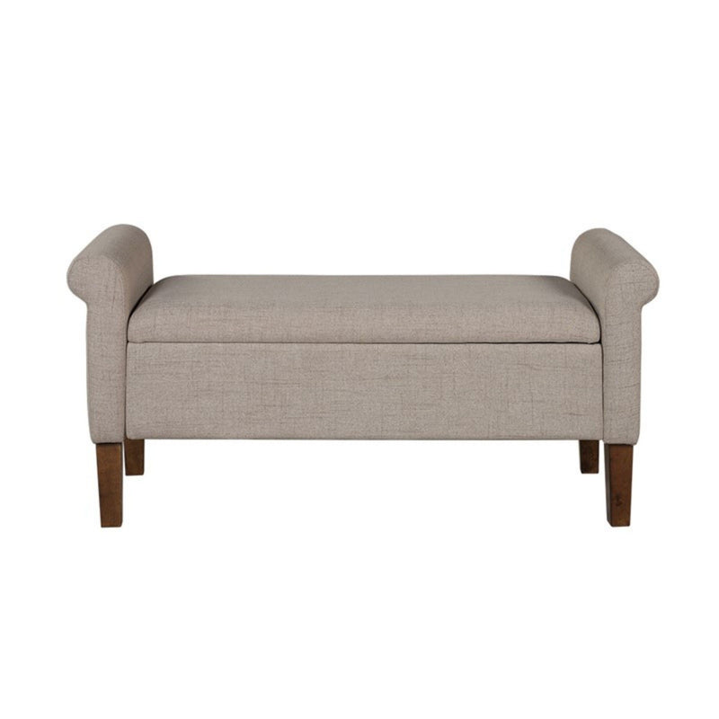 Upholstered Storage Bench With Rolled Armrests - Beige - R&R Furniture Gallery (Fountain Valley, CA)