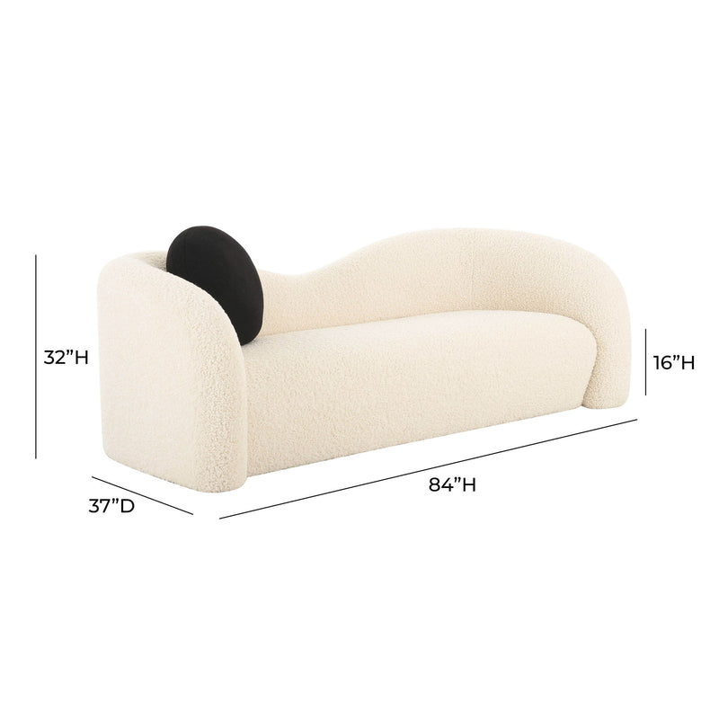 Leonie beige faux shearling stationary sofa by TOV Furniture with plush cushions and modern design.