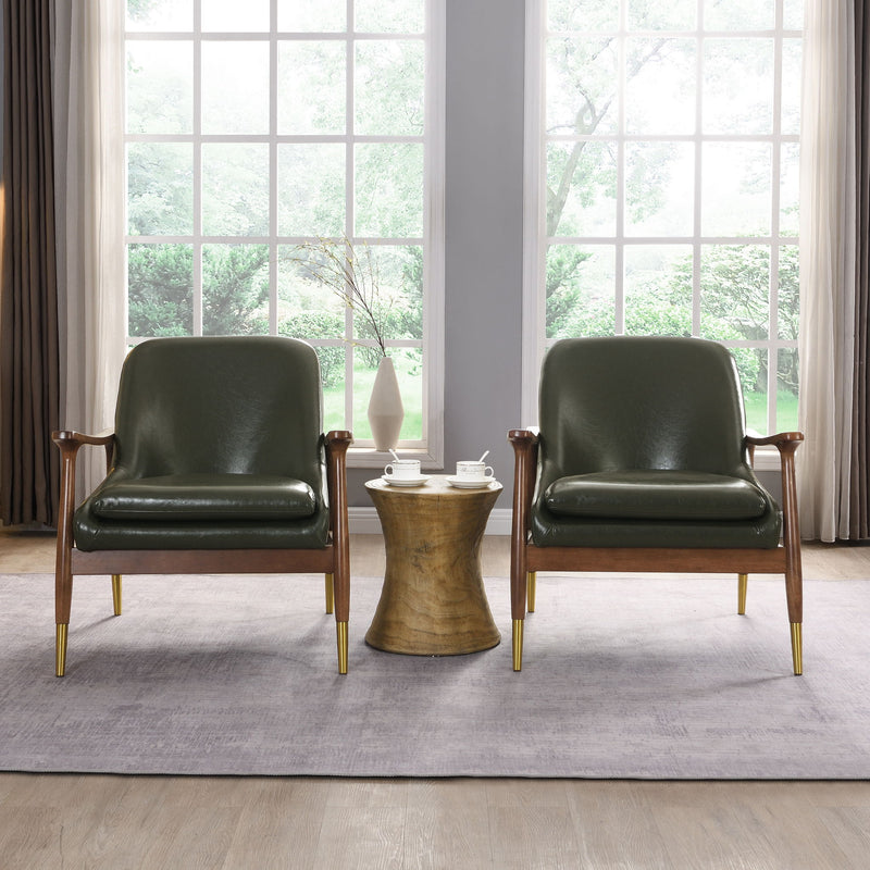 Mid - Century Accent Chair With Cushioned Seat, Brass Tipped Legs - R&R Furniture Gallery (Fountain Valley, CA)
