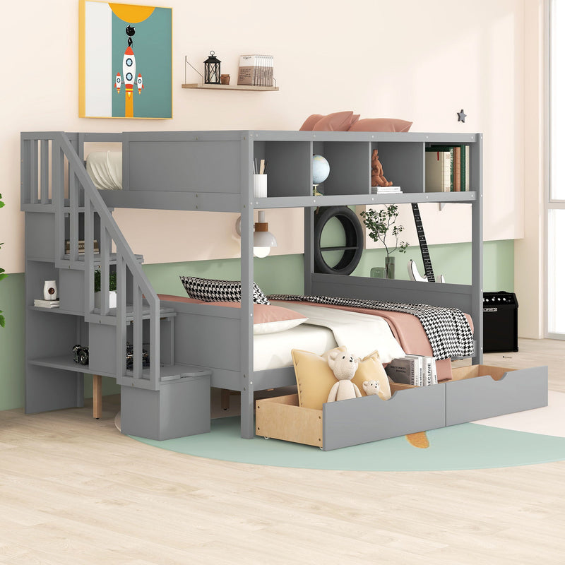 Bunk Bed With Shelfs, Storage Staircase And 2 Drawers - R&R Furniture Gallery (Fountain Valley, CA)