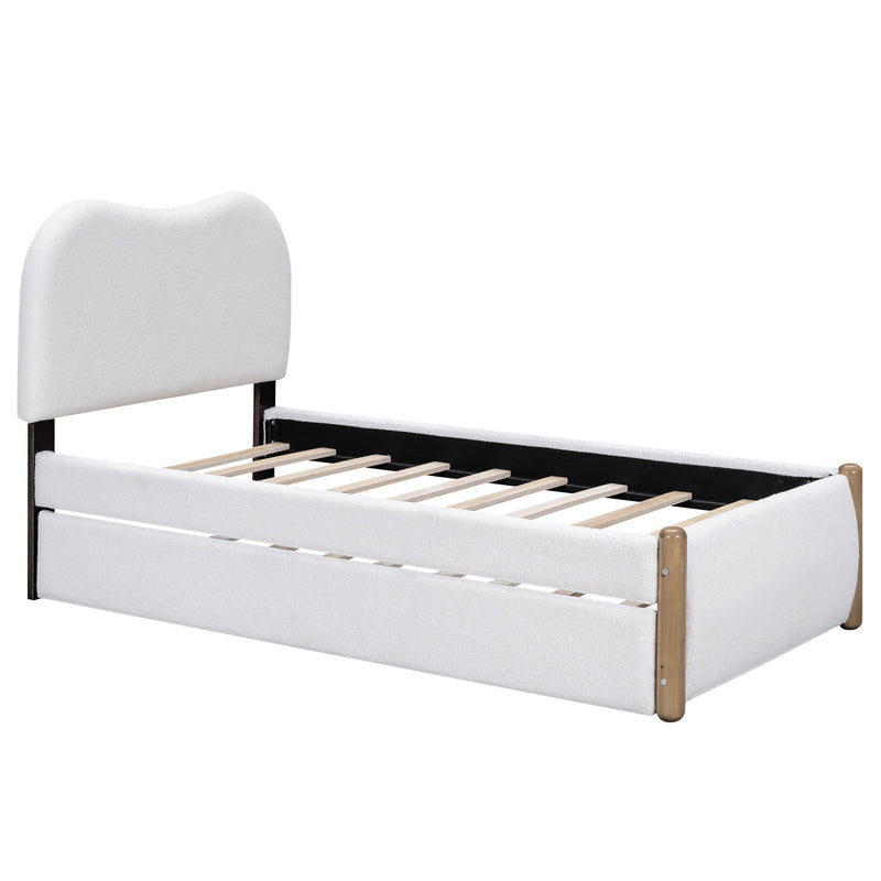 Upholstered Platform Bed With Wood Supporting Feet And Trundle - R&R Furniture Gallery (Fountain Valley, CA)