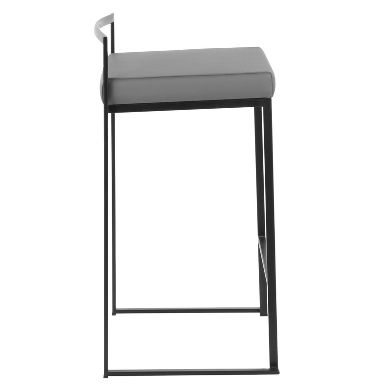Lumi Source Fuji contemporary style stackable counter stool set with sleek design and wooden legs, perfect for modern kitchens.