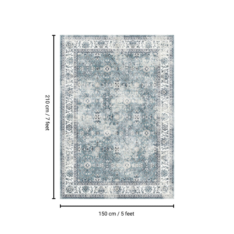 Toucan - 5' X 7' Washable Non - Slip Area Rug, Elegant Design - Silver - R&R Furniture Gallery (Fountain Valley, CA)