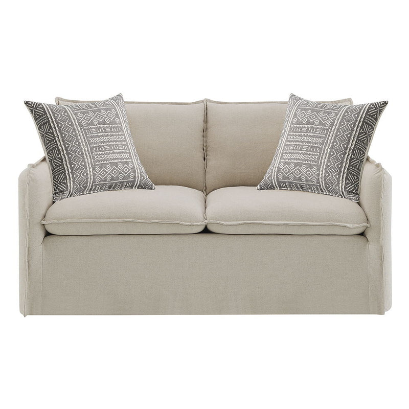 Upendo - Loveseat With 2 Pillows - Beige Linen - R&R Furniture Gallery (Fountain Valley, CA)