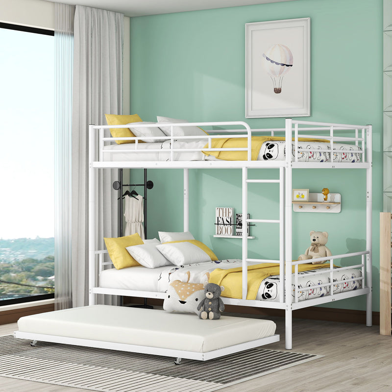 DreamHaus steel construction bunk bed with sturdy metal frame and twin beds, ideal for space-saving sleeping arrangements