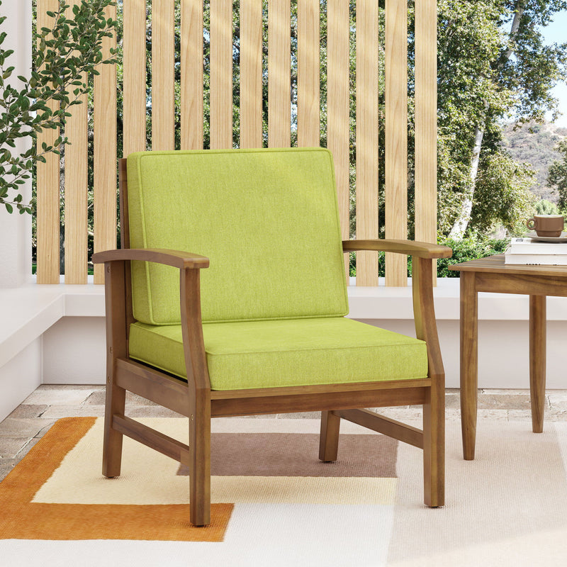 Noble House Perla contemporary club arm chair with water-resistant cushion in stylish design, ideal for modern living spaces.