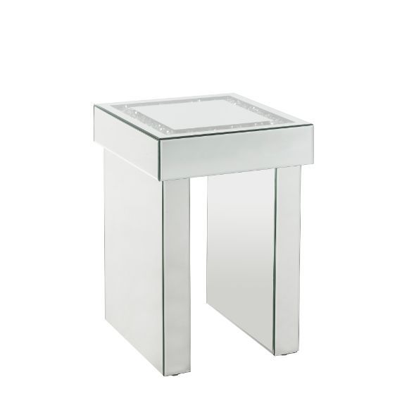 Noralie - 16" End Table With Faux Diamonds - Mirrored - R&R Furniture Gallery (Fountain Valley, CA)
