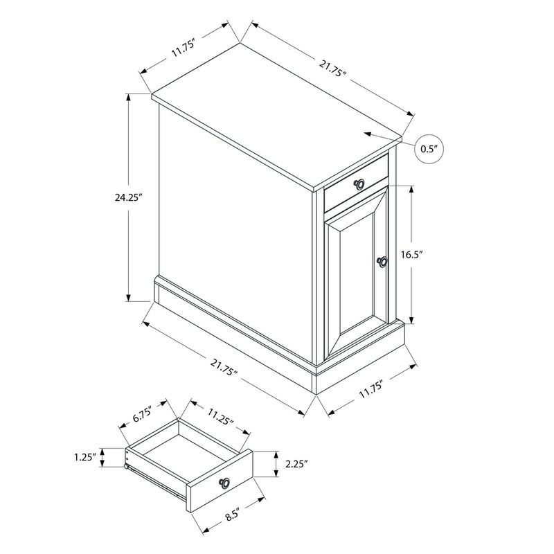 8th Street espresso accent end table with storage drawer, versatile design for living room or bedroom use.