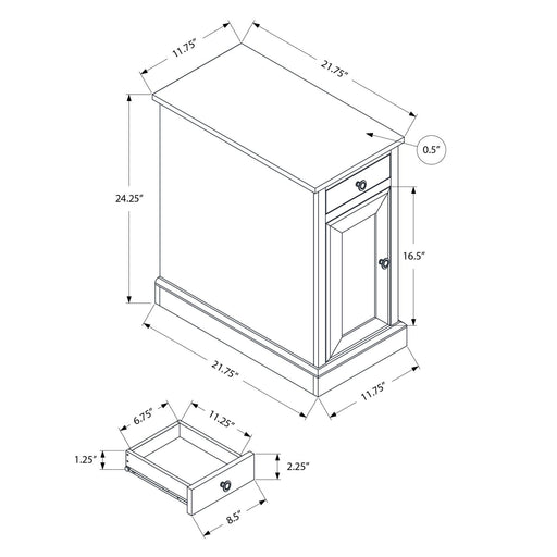 8th Street espresso accent end table with storage drawer, versatile design for living room or bedroom use.