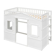 DreamHaus house loft bed with ladder, featuring a cozy sleeping area and sturdy wooden construction for kids or teens.