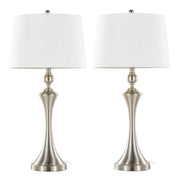 Set of two Lumi Source Flint contemporary table lamps with built-in USB ports, featuring sleek modern design and textured bases.