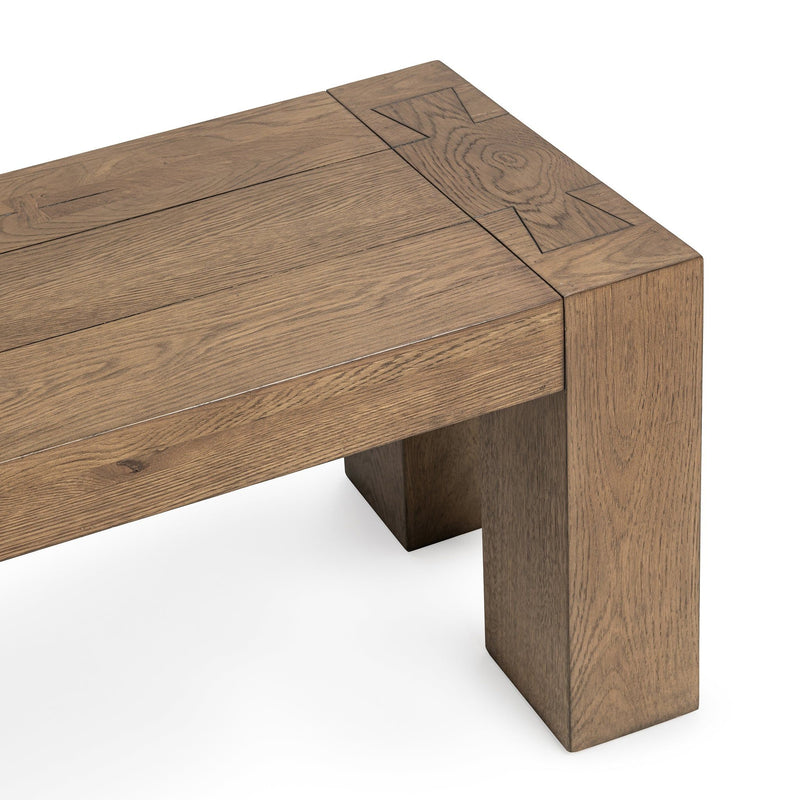 Classic Home Bristol dining bench with wooden legs and upholstered seat, ideal for kitchen or dining room seating.