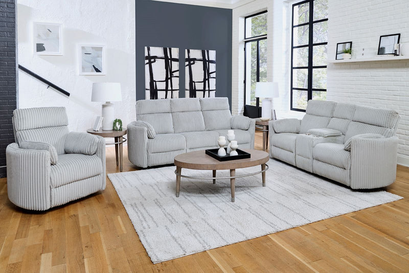 Parker Living Radius Power Swivel Glider Recliner chair set with plush upholstery and modern design, perfect for comfortable lounging.