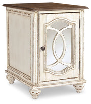 Realyn - Chair Side End Table - Insert Mirror - White / Brown - R&R Furniture Gallery (Fountain Valley, CA)