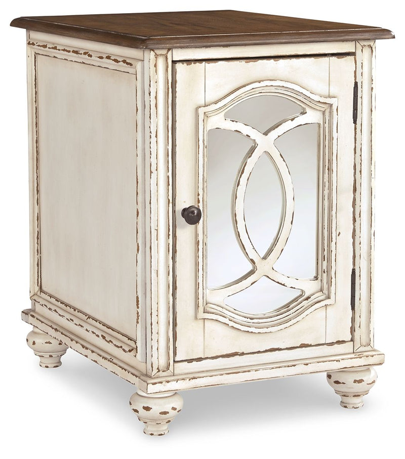 Realyn - Chair Side End Table - Insert Mirror - White / Brown - R&R Furniture Gallery (Fountain Valley, CA)