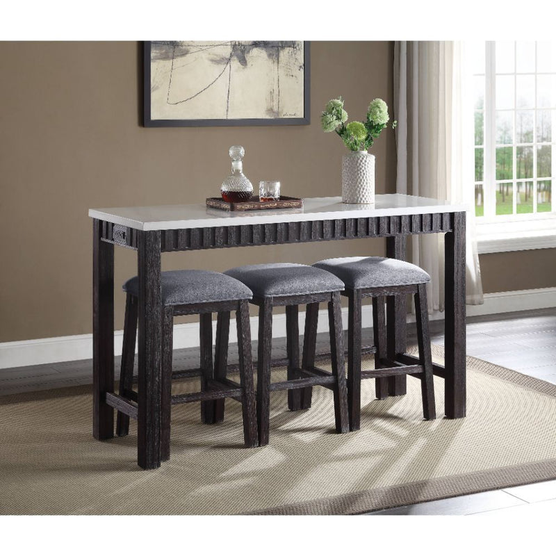 Necalli - 4 Piece Counter Height Table Set - Marble Top & Weathered Espresso - R&R Furniture Gallery (Fountain Valley, CA)