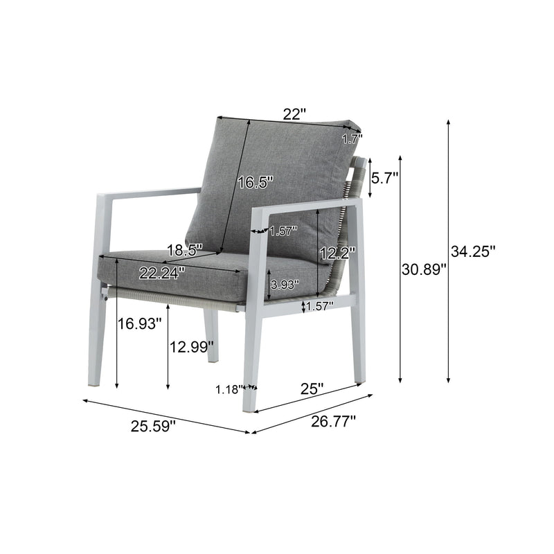 Noble House modern lounge arm chair with rope accents and plush cushions, stylish and comfortable seating for living spaces.