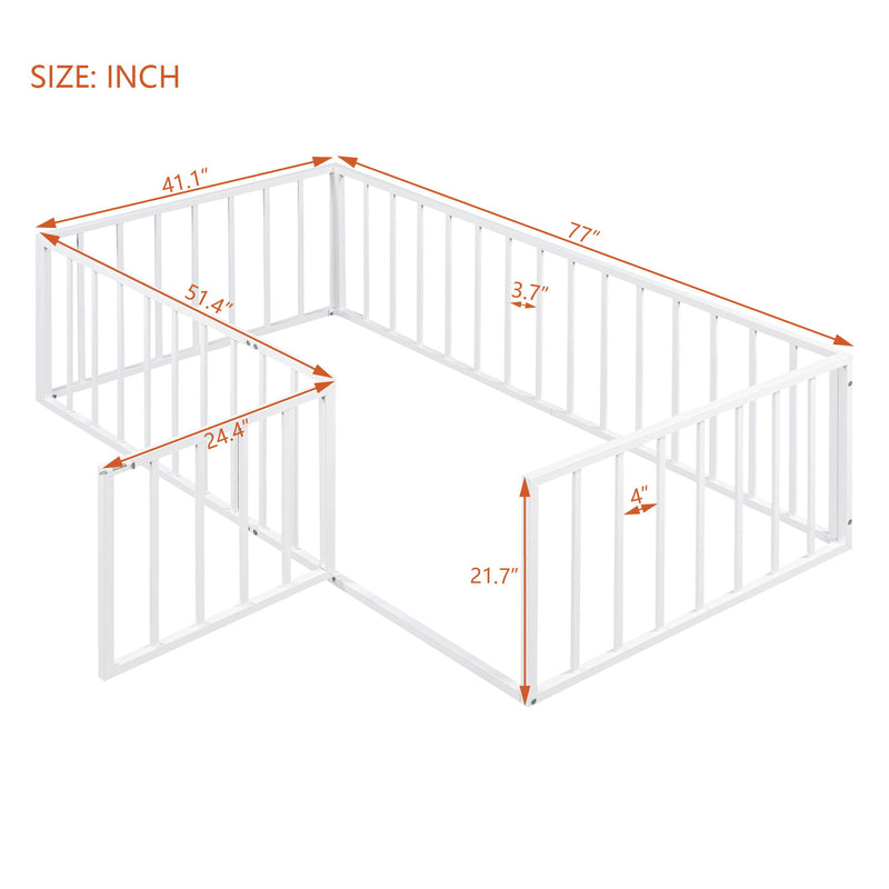 Metal Floor Bed Frame With Fence And Door - R&R Furniture Gallery (Fountain Valley, CA)