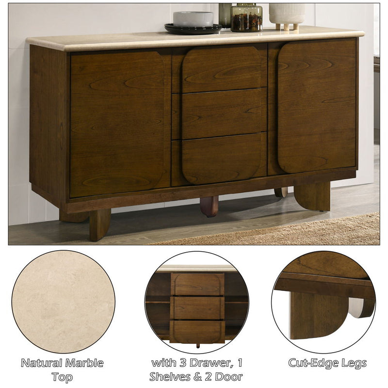 Kasha - Server With Marble Top Top - Vintage Oak - R&R Furniture Gallery (Fountain Valley, CA)