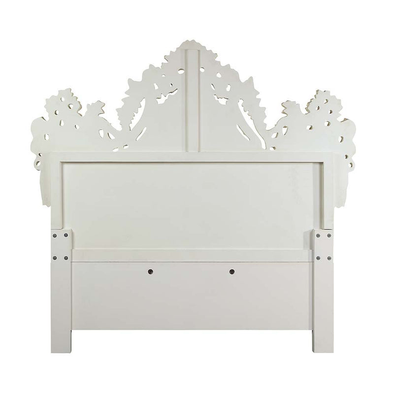 Adara - Eastern King Bed - Pearl White Synthetic Leather & Antique White - R&R Furniture Gallery (Fountain Valley, CA)