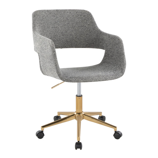 Lumi Source Margarite contemporary desk task chair with black upholstery and chrome base, ergonomic design for office use.