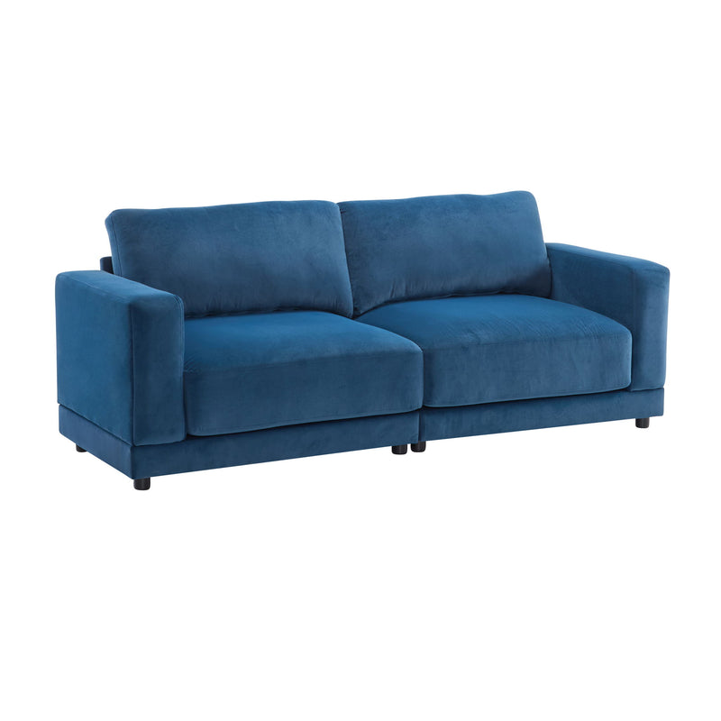 Modern Square Arm Sofa With Soft Fabric Upholstery, Deep Cushions - R&R Furniture Gallery (Fountain Valley, CA)
