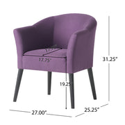 Noble House fabric arm chair with cushioned seat, wooden legs, and plum upholstery, perfect for modern living rooms